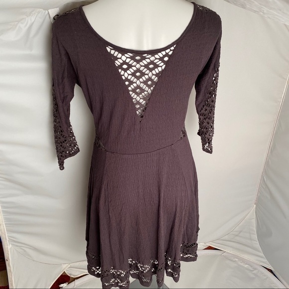 Free People To The Point gray fit and flare dress crochet dress - Picture 3 of 9